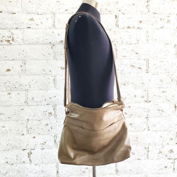 Margot Green Leather Hobo Purse Womens Slouchy Double Zip Cross body Casual Bag - Picture 12 of 12